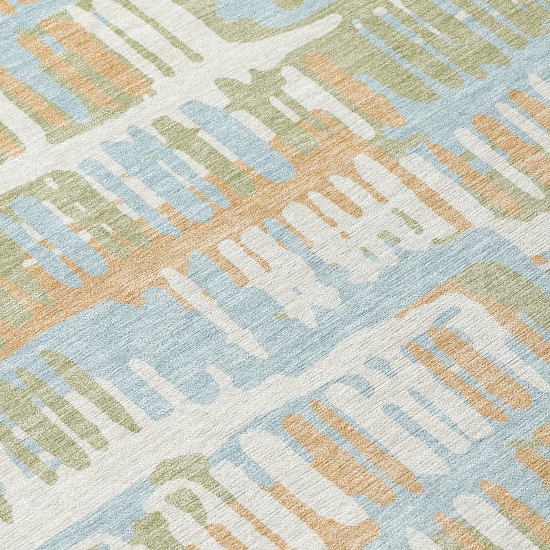 10' X 14' Sky Blue And Beige Abstract Washable Indoor Outdoor Area Rug Homeroots Outdoor