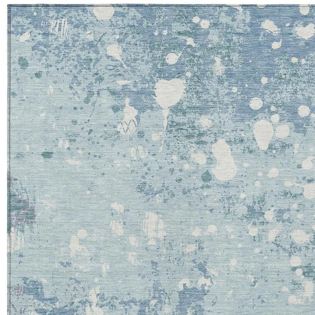 10' X 14' Sky Blue And Beige Abstract Washable Indoor Outdoor Area Rug Homeroots Outdoor