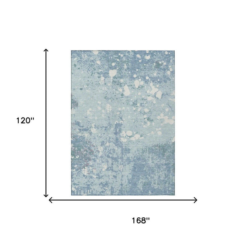 10' X 14' Sky Blue And Beige Abstract Washable Indoor Outdoor Area Rug Homeroots Outdoor