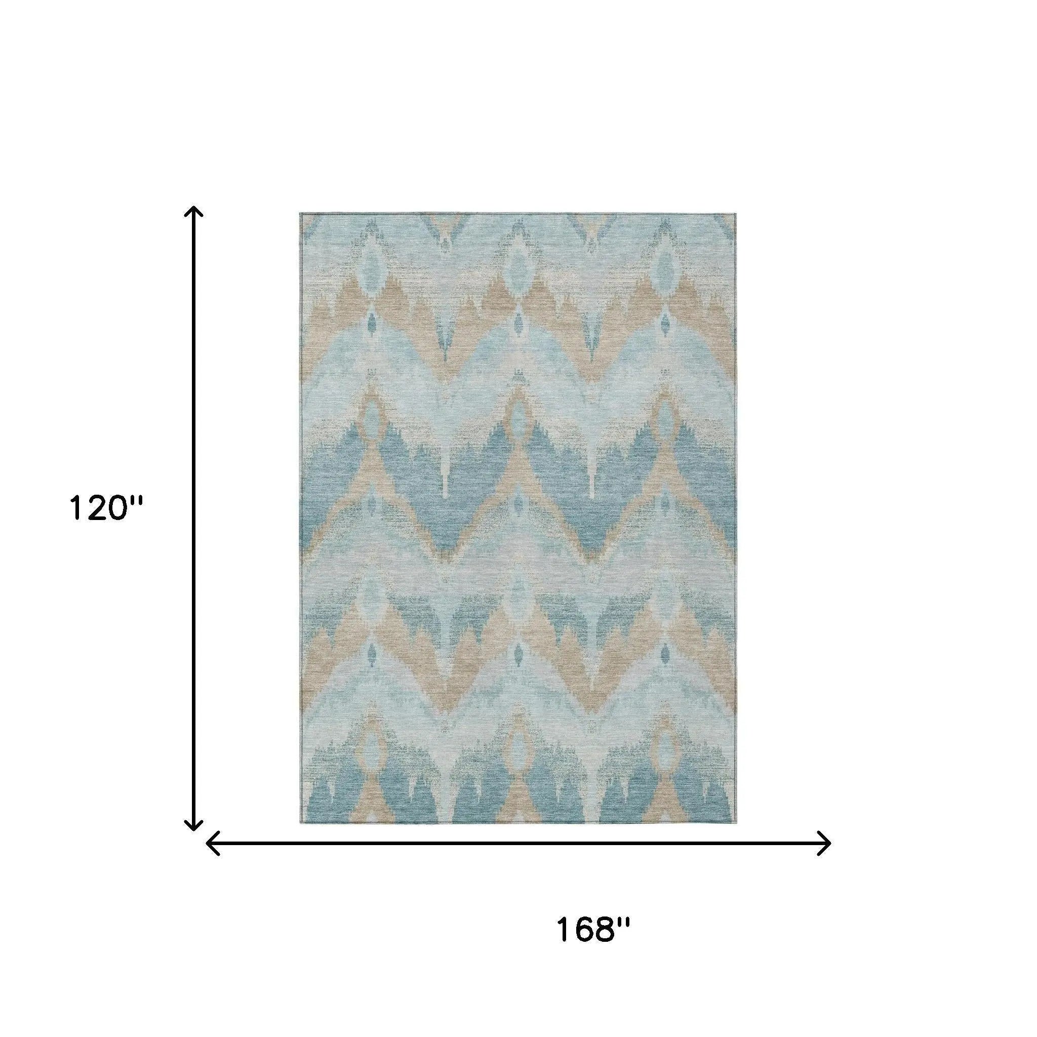 10' X 14' Sky Blue And Blue Abstract Washable Indoor Outdoor Area Rug Homeroots Outdoor