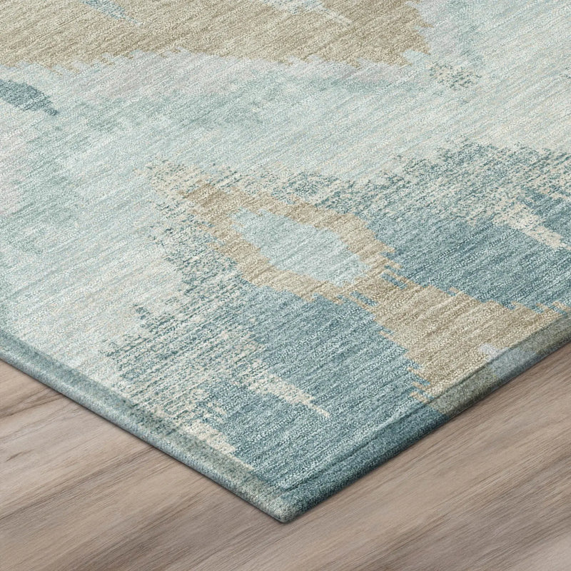 10' X 14' Sky Blue And Blue Abstract Washable Indoor Outdoor Area Rug Homeroots Outdoor