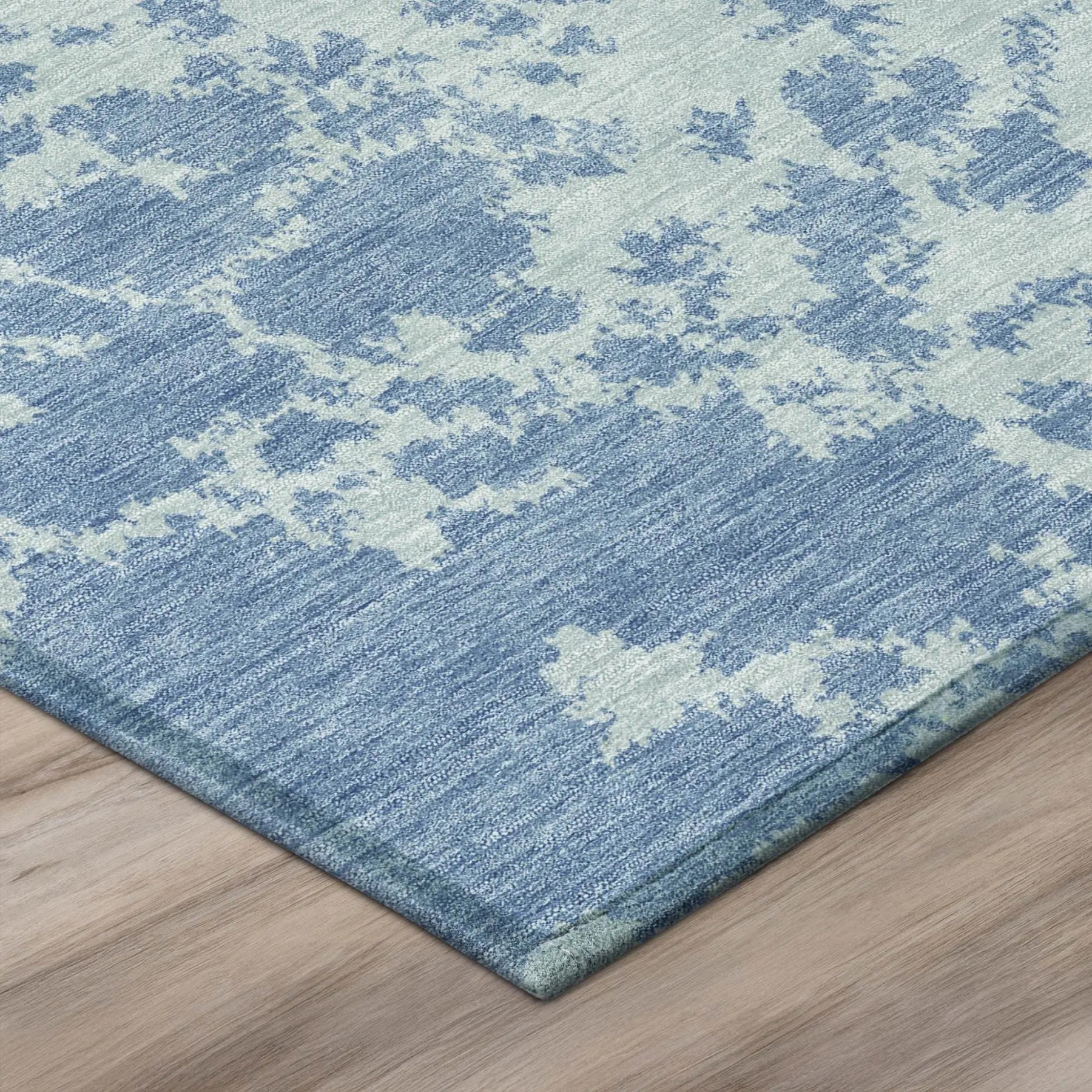 10' X 14' Sky Blue And Blue Abstract Washable Indoor Outdoor Area Rug Homeroots Outdoor