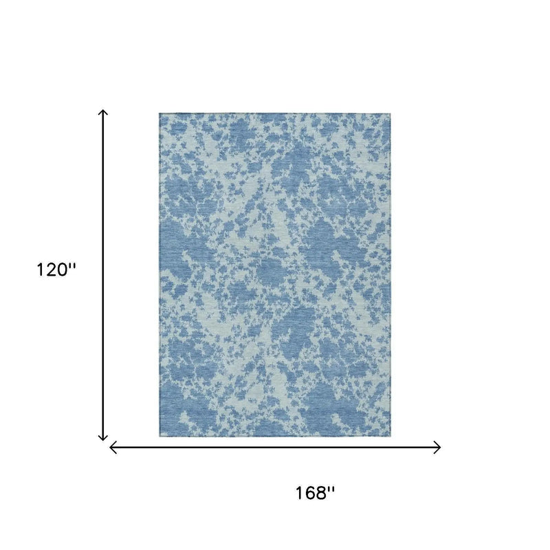 10' X 14' Sky Blue And Blue Abstract Washable Indoor Outdoor Area Rug Homeroots Outdoor