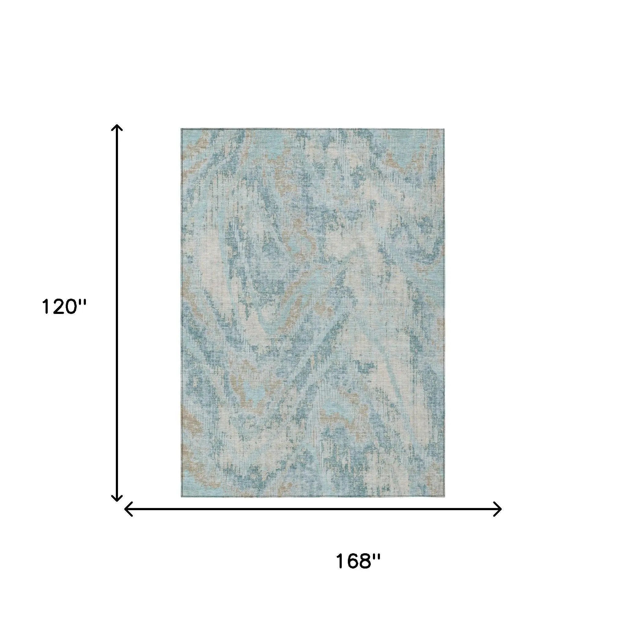 10' X 14' Sky Blue And Blue Abstract Washable Indoor Outdoor Area Rug Homeroots Outdoor