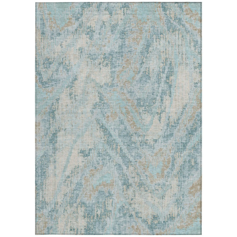 10' X 14' Sky Blue And Blue Abstract Washable Indoor Outdoor Area Rug Homeroots Outdoor