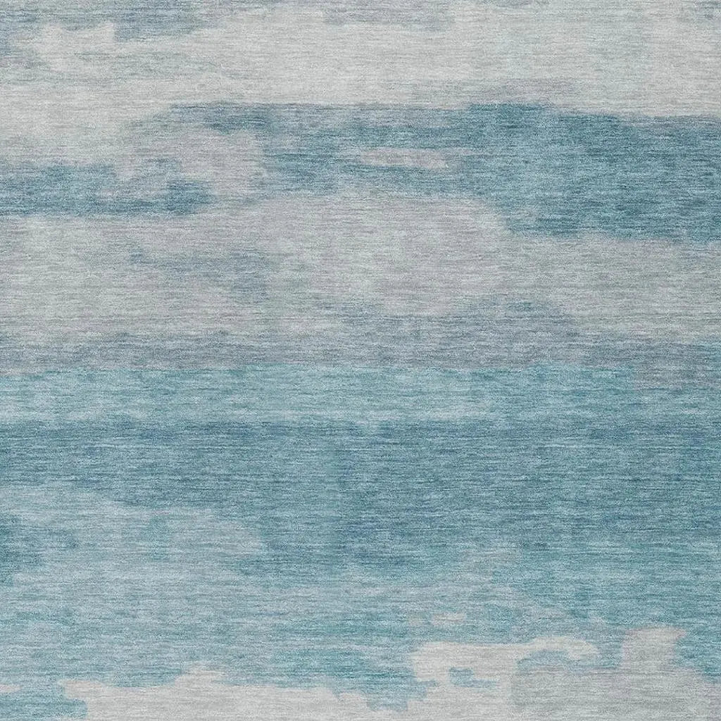 10' X 14' Sky Blue And Blue Abstract Washable Indoor Outdoor Area Rug Homeroots Outdoor