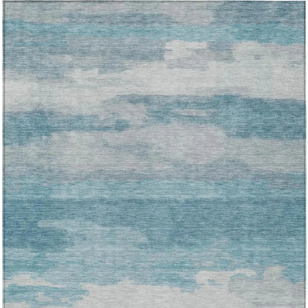 10' X 14' Sky Blue And Blue Abstract Washable Indoor Outdoor Area Rug Homeroots Outdoor