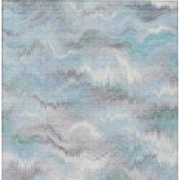 10' X 14' Sky Blue And Blue Abstract Washable Indoor Outdoor Area Rug Homeroots Outdoor