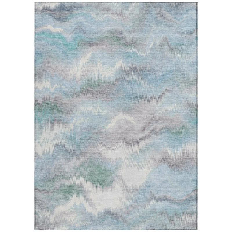 10' X 14' Sky Blue And Blue Abstract Washable Indoor Outdoor Area Rug Homeroots Outdoor