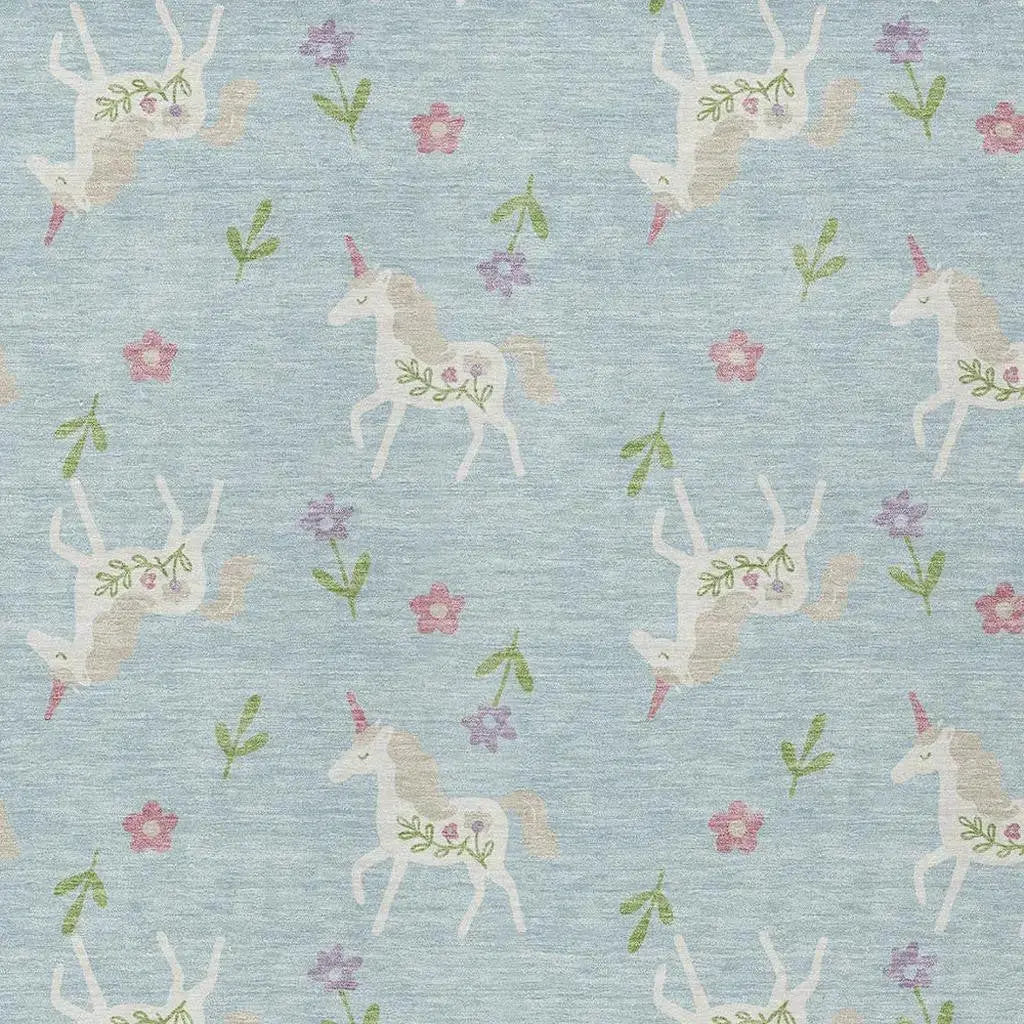 10' X 14' Sky Blue And Blue Floral Washable Indoor Outdoor Area Rug Homeroots Outdoor