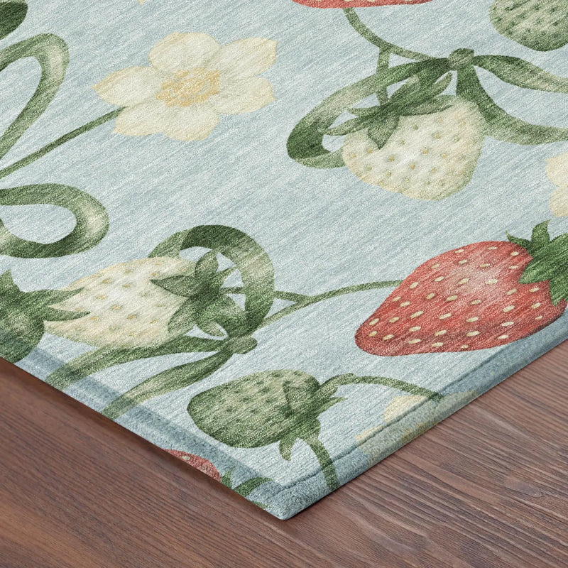 10' X 14' Sky Blue And Blue Floral Washable Indoor Outdoor Area Rug Homeroots Outdoor