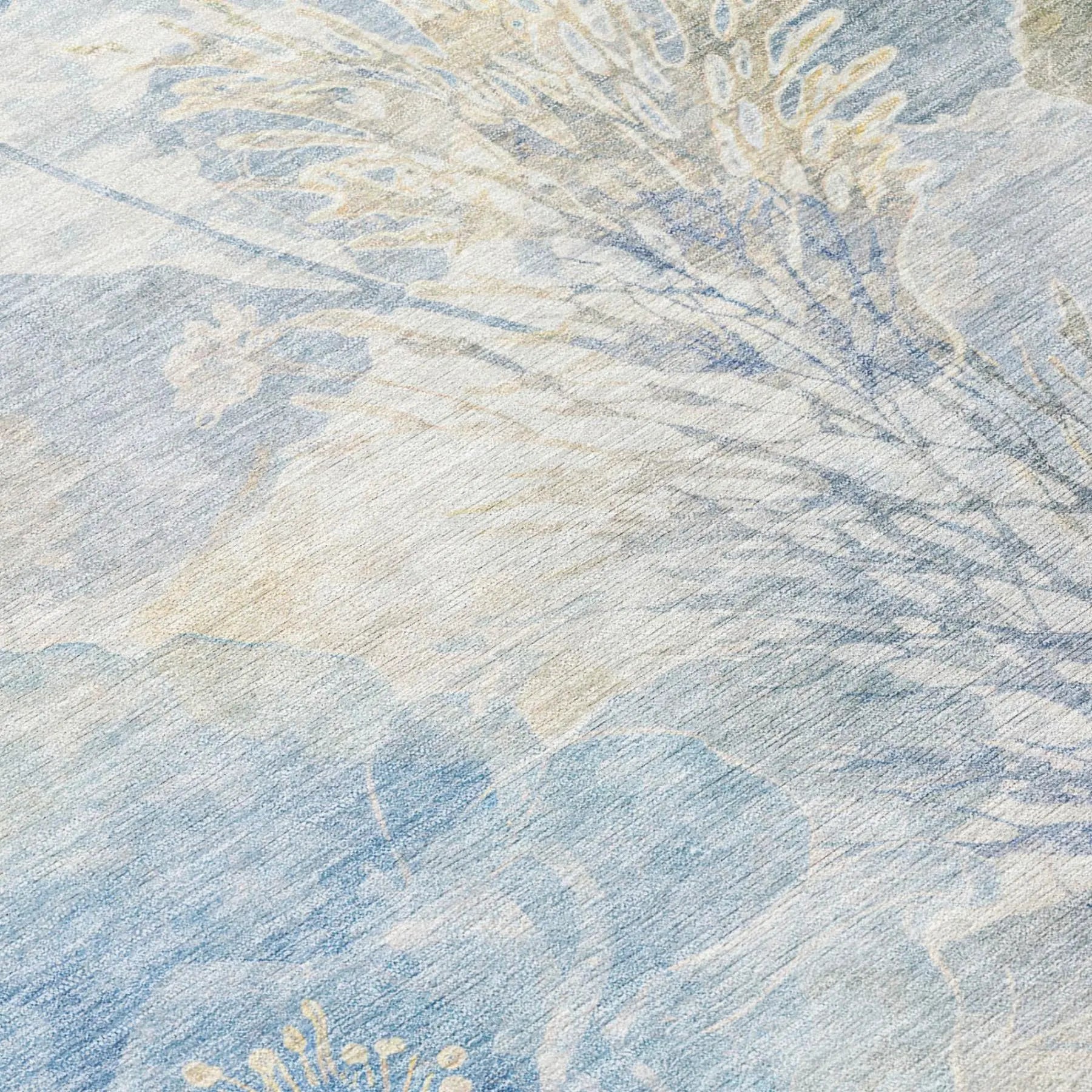 10' X 14' Sky Blue And Blue Floral Washable Indoor Outdoor Area Rug Homeroots Outdoor