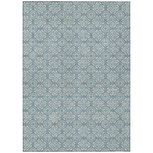 10' X 14' Sky Blue And Blue Geometric Washable Indoor Outdoor Area Rug Homeroots Outdoor