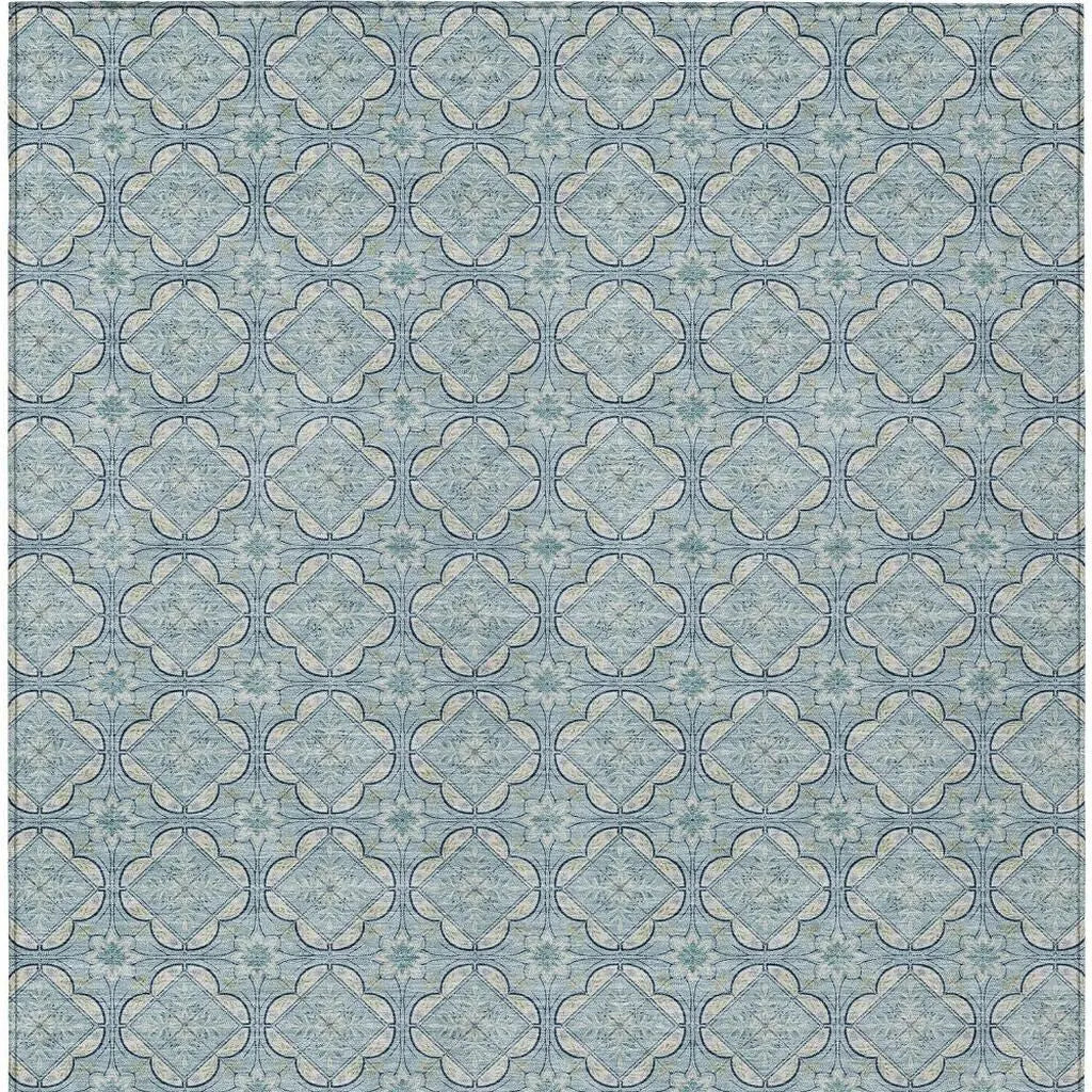 10' X 14' Sky Blue And Blue Geometric Washable Indoor Outdoor Area Rug Homeroots Outdoor