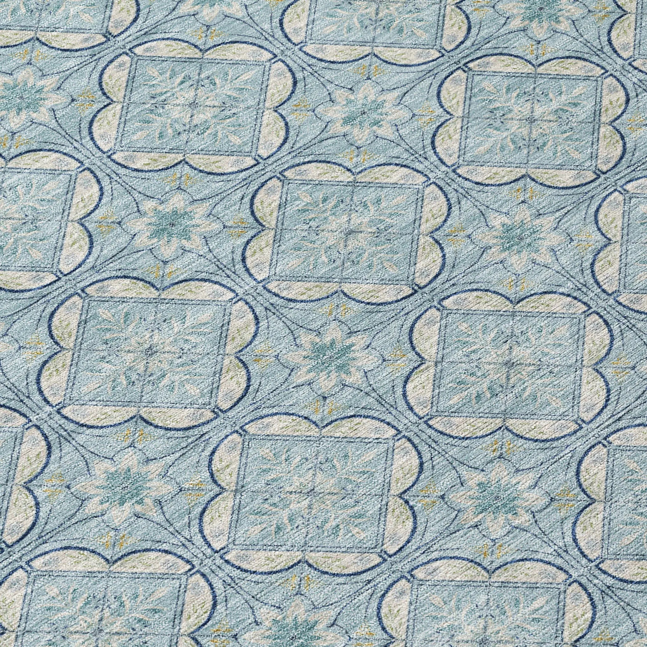 10' X 14' Sky Blue And Blue Geometric Washable Indoor Outdoor Area Rug Homeroots Outdoor