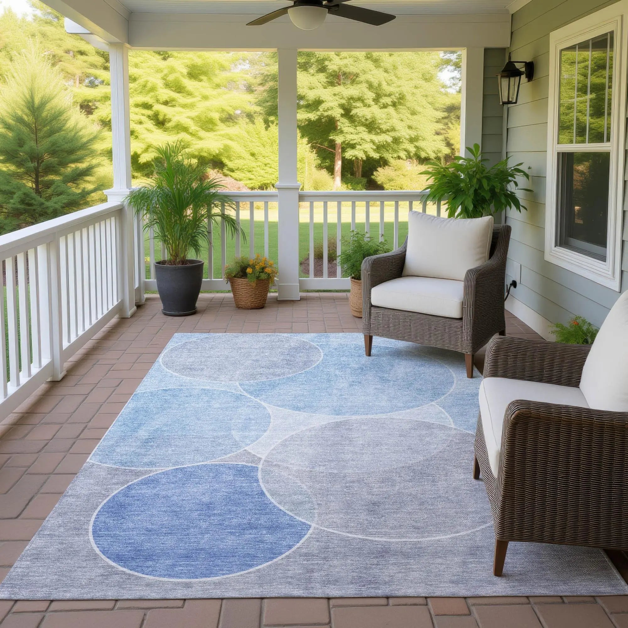 10' X 14' Sky Blue And Blue Geometric Washable Indoor Outdoor Area Rug Homeroots Outdoor
