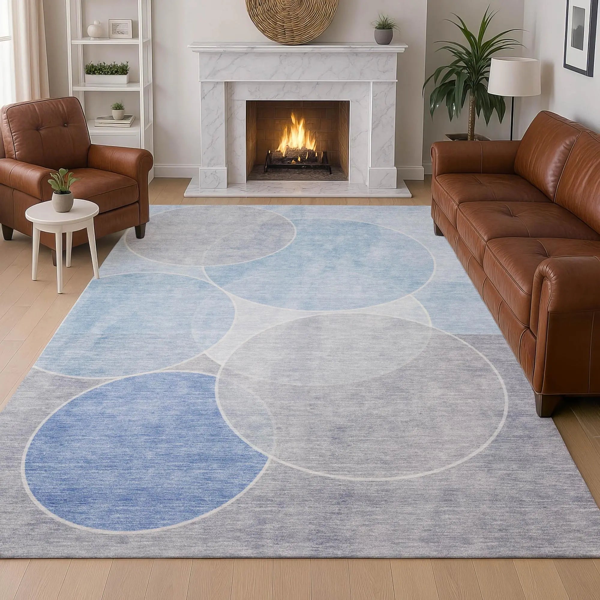 10' X 14' Sky Blue And Blue Geometric Washable Indoor Outdoor Area Rug Homeroots Outdoor