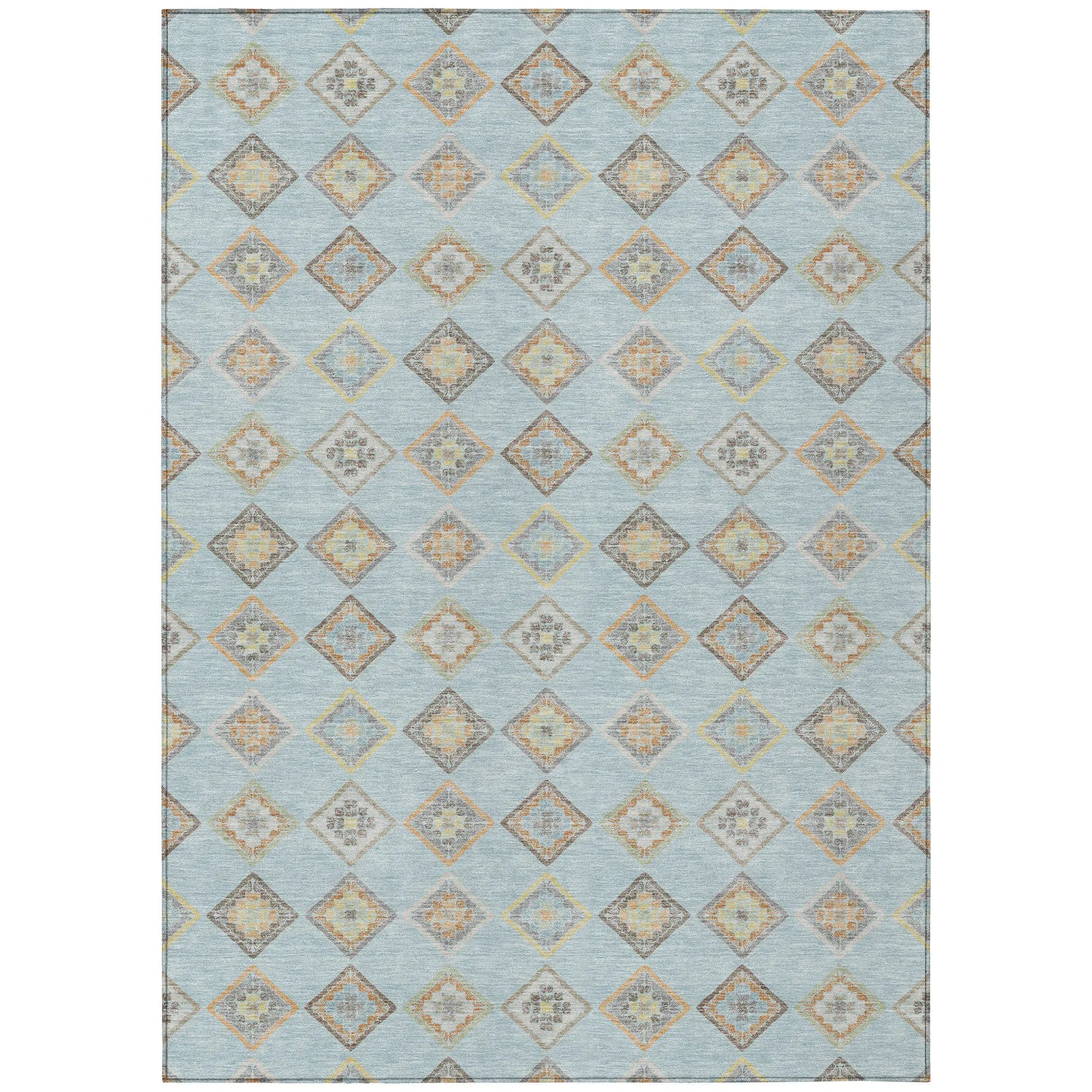 10' X 14' Sky Blue And Blue Geometric Washable Indoor Outdoor Area Rug Homeroots Outdoor
