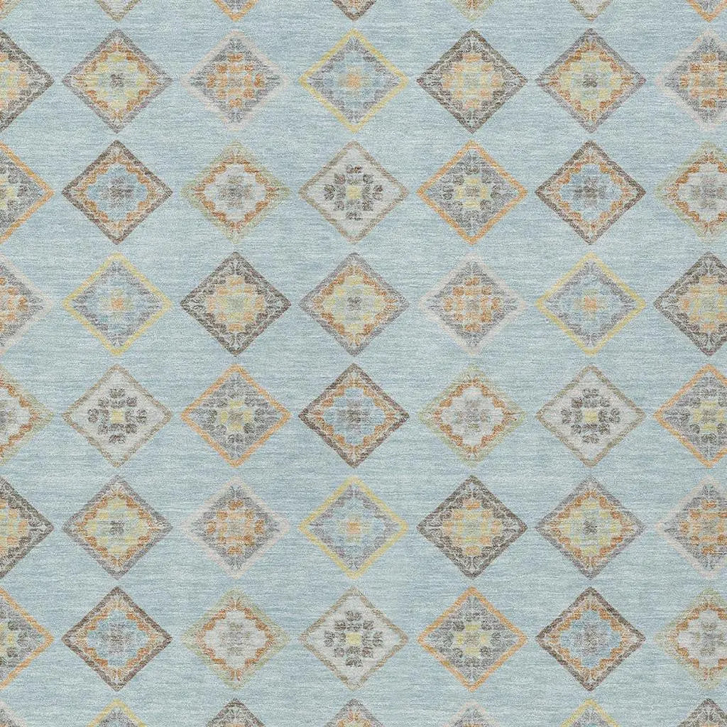 10' X 14' Sky Blue And Blue Geometric Washable Indoor Outdoor Area Rug Homeroots Outdoor