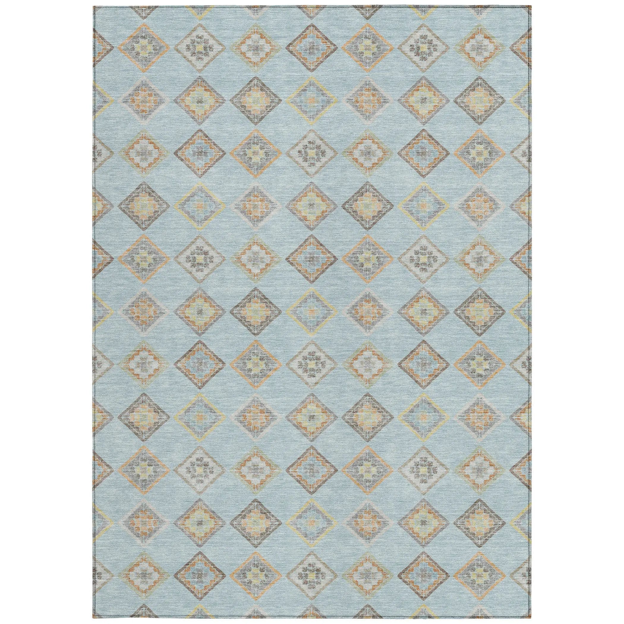 10' X 14' Sky Blue And Blue Geometric Washable Indoor Outdoor Area Rug Homeroots Outdoor