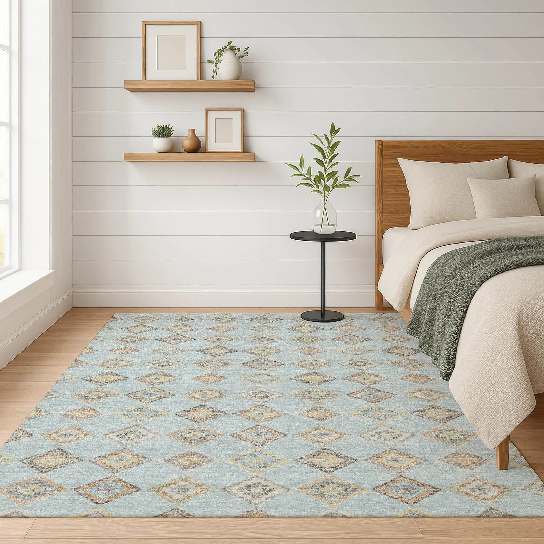 10' X 14' Sky Blue And Blue Geometric Washable Indoor Outdoor Area Rug Homeroots Outdoor