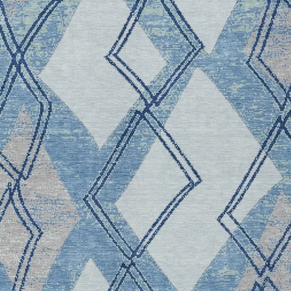 10' X 14' Sky Blue And Blue Geometric Washable Indoor Outdoor Area Rug Homeroots Outdoor