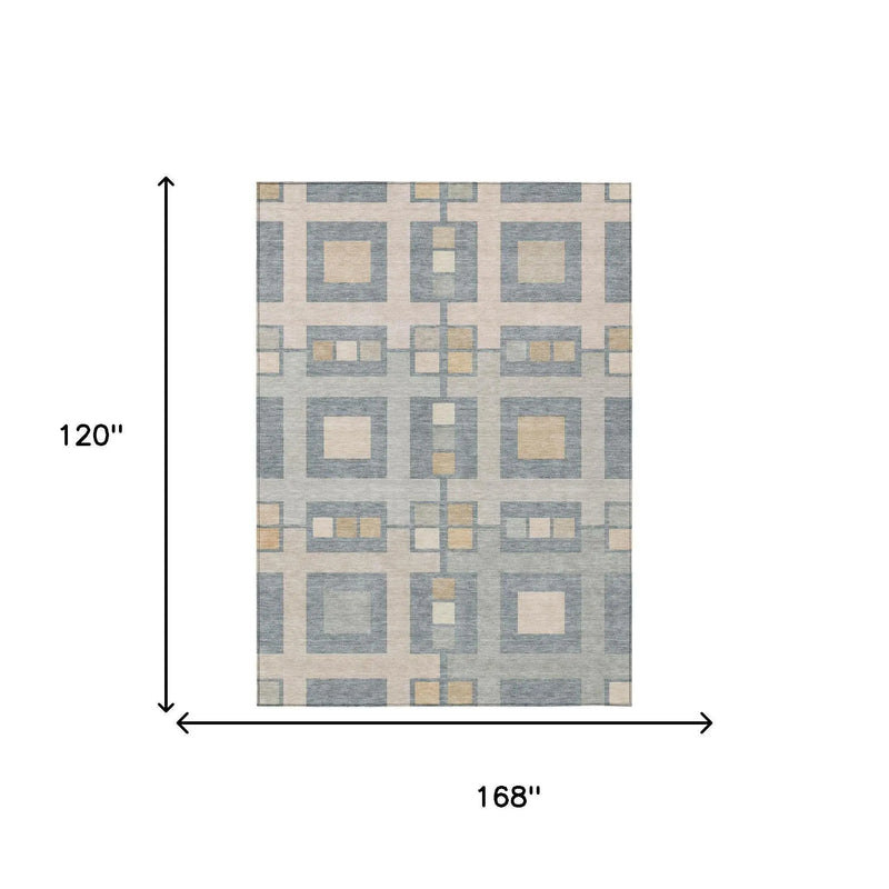 10' X 14' Sky Blue And Blue Geometric Washable Indoor Outdoor Area Rug Homeroots Outdoor