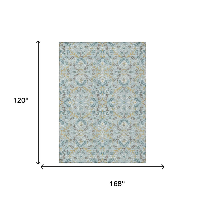 10' X 14' Sky Blue And Blue Geometric Washable Indoor Outdoor Area Rug Homeroots Outdoor