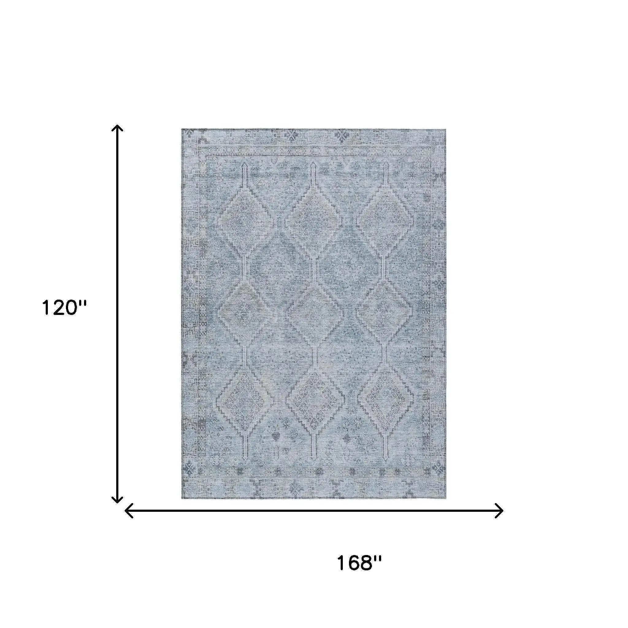 10' X 14' Sky Blue And Blue Geometric Washable Indoor Outdoor Area Rug Homeroots Outdoor