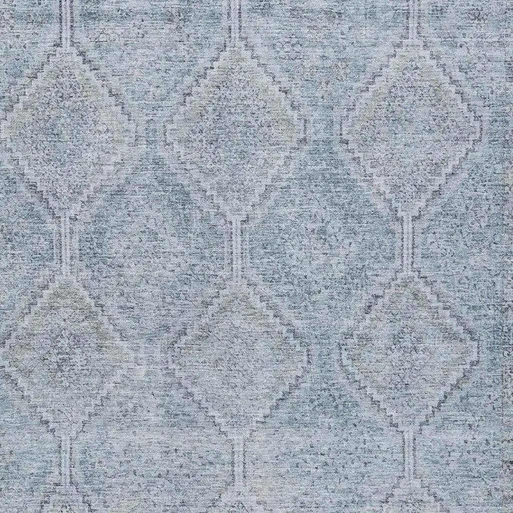 10' X 14' Sky Blue And Blue Geometric Washable Indoor Outdoor Area Rug Homeroots Outdoor