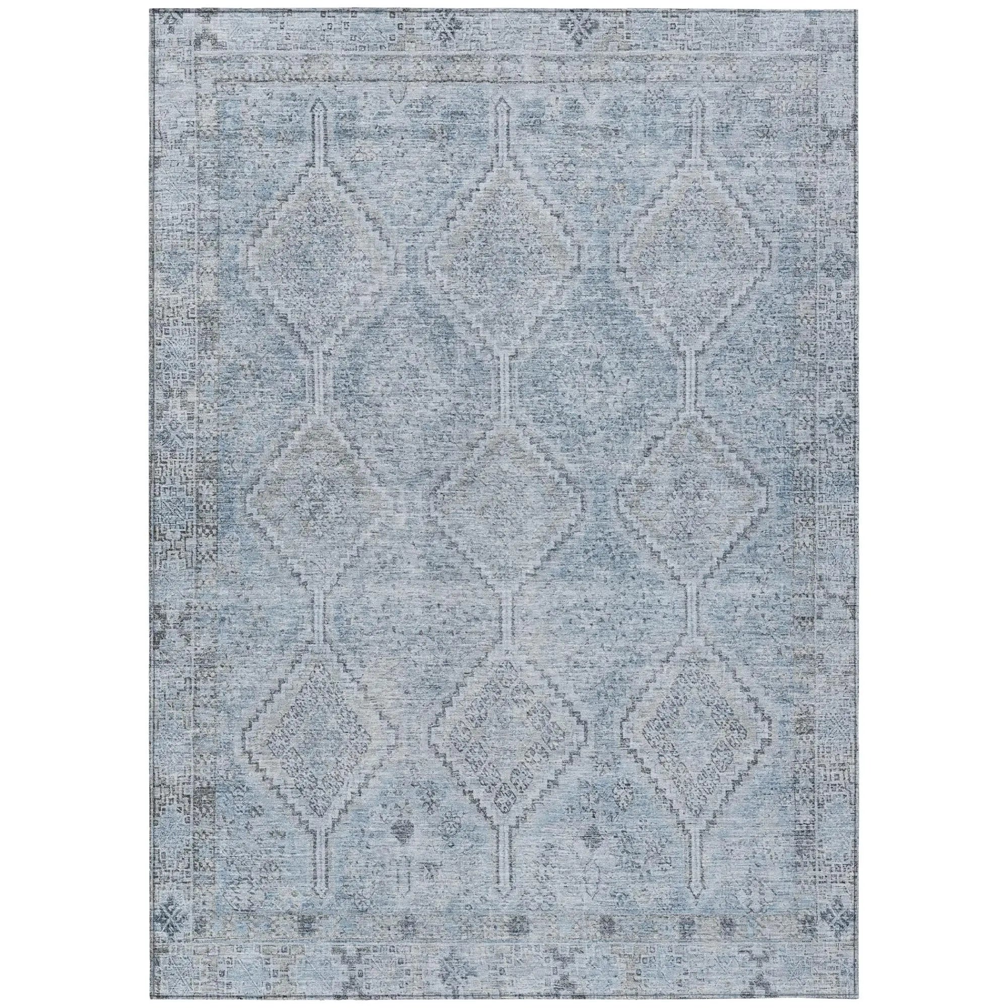 10' X 14' Sky Blue And Blue Geometric Washable Indoor Outdoor Area Rug Homeroots Outdoor