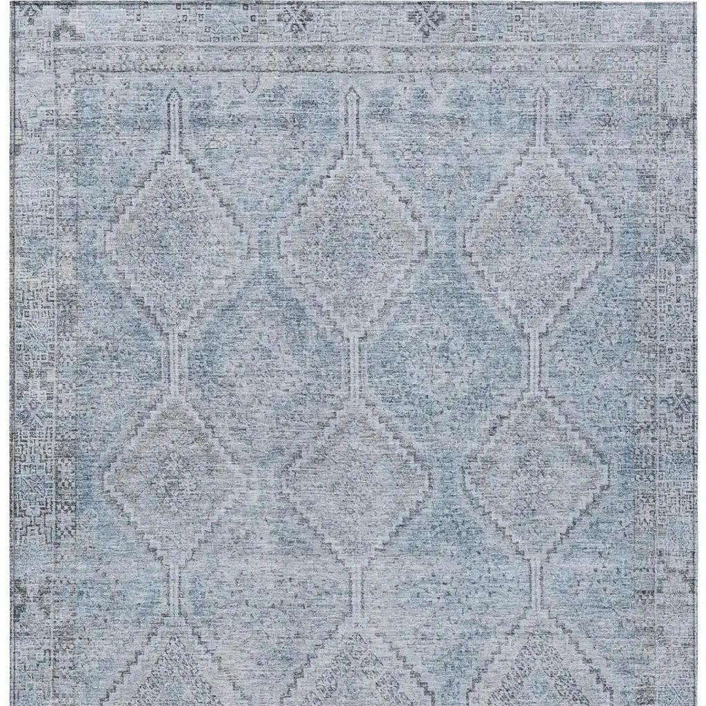 10' X 14' Sky Blue And Blue Geometric Washable Indoor Outdoor Area Rug Homeroots Outdoor