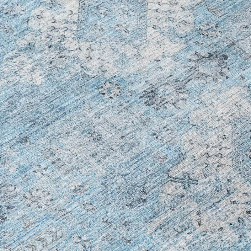 10' X 14' Sky Blue And Blue Oriental Washable Indoor Outdoor Area Rug Homeroots Outdoor