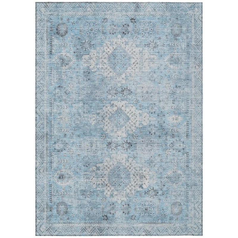 10' X 14' Sky Blue And Blue Oriental Washable Indoor Outdoor Area Rug Homeroots Outdoor