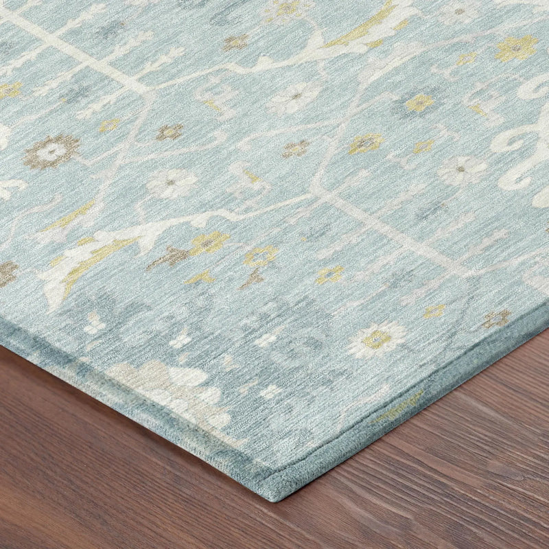 10' X 14' Sky Blue And Blue Oriental Washable Indoor Outdoor Area Rug Homeroots Outdoor