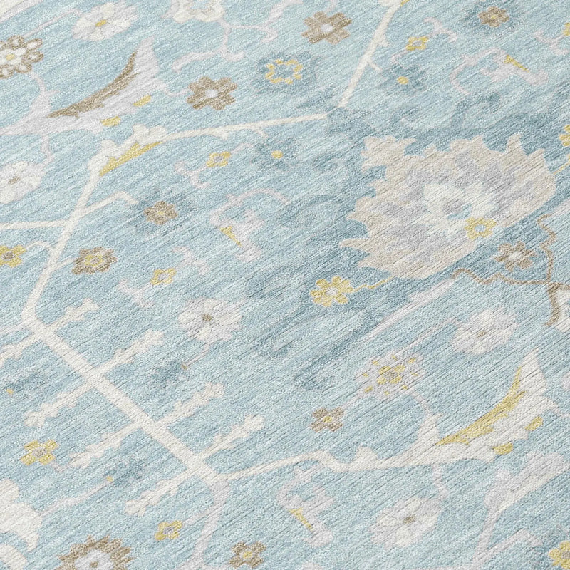 10' X 14' Sky Blue And Blue Oriental Washable Indoor Outdoor Area Rug Homeroots Outdoor