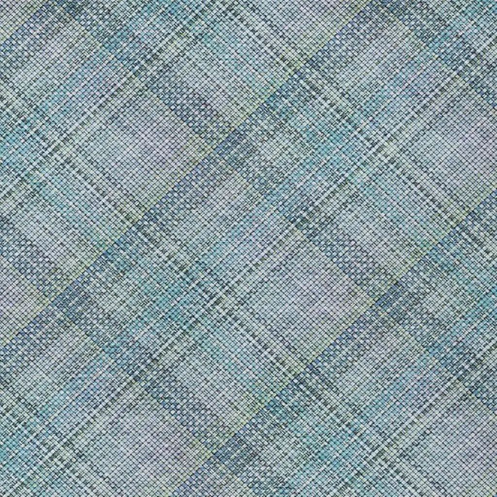 10' X 14' Sky Blue And Blue Plaid Washable Indoor Outdoor Area Rug Homeroots Outdoor