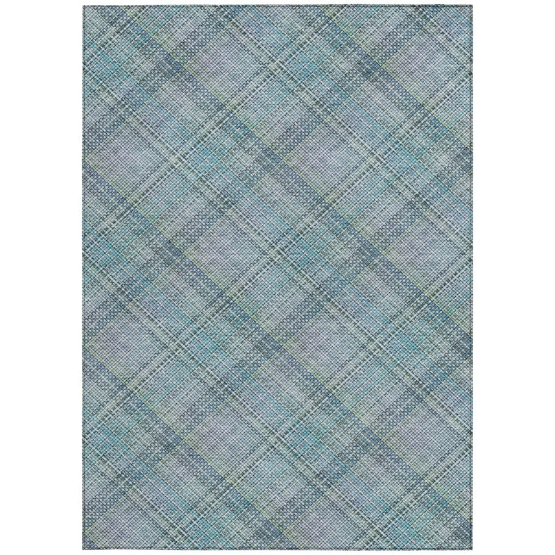10' X 14' Sky Blue And Blue Plaid Washable Indoor Outdoor Area Rug Homeroots Outdoor