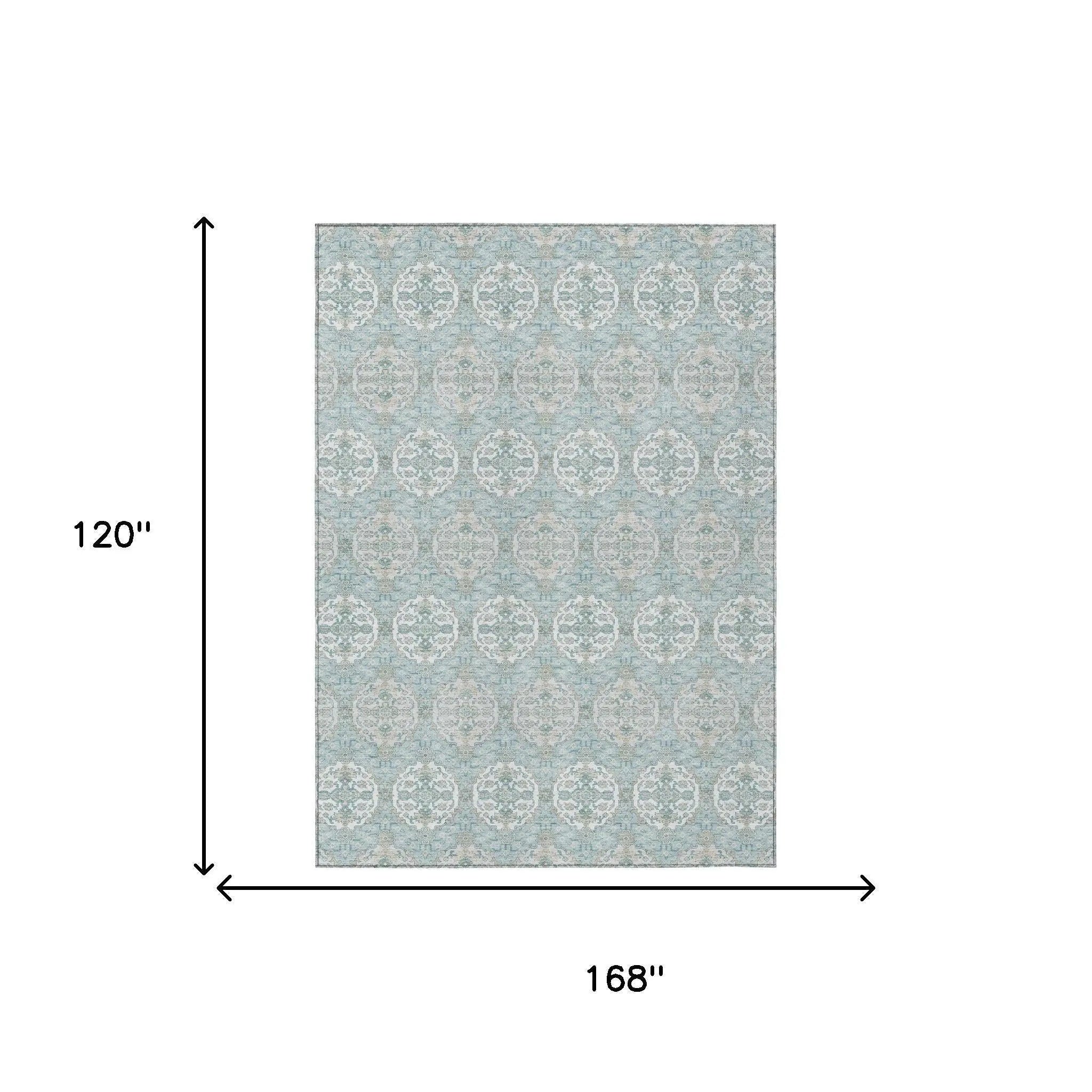 10' X 14' Sky Blue And Blue Striped Washable Indoor Outdoor Area Rug Homeroots Outdoor