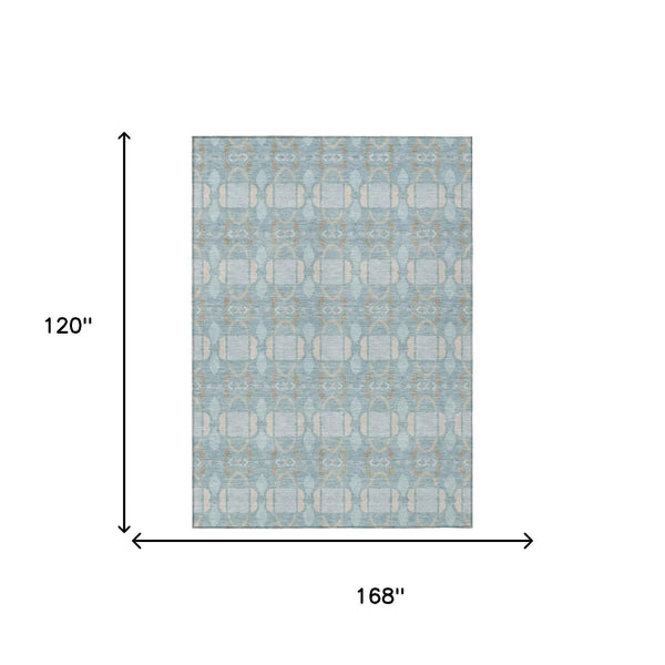 10' X 14' Sky Blue And Blue Striped Washable Indoor Outdoor Area Rug Homeroots Outdoor