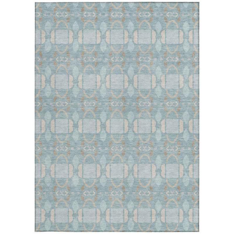 10' X 14' Sky Blue And Blue Striped Washable Indoor Outdoor Area Rug Homeroots Outdoor