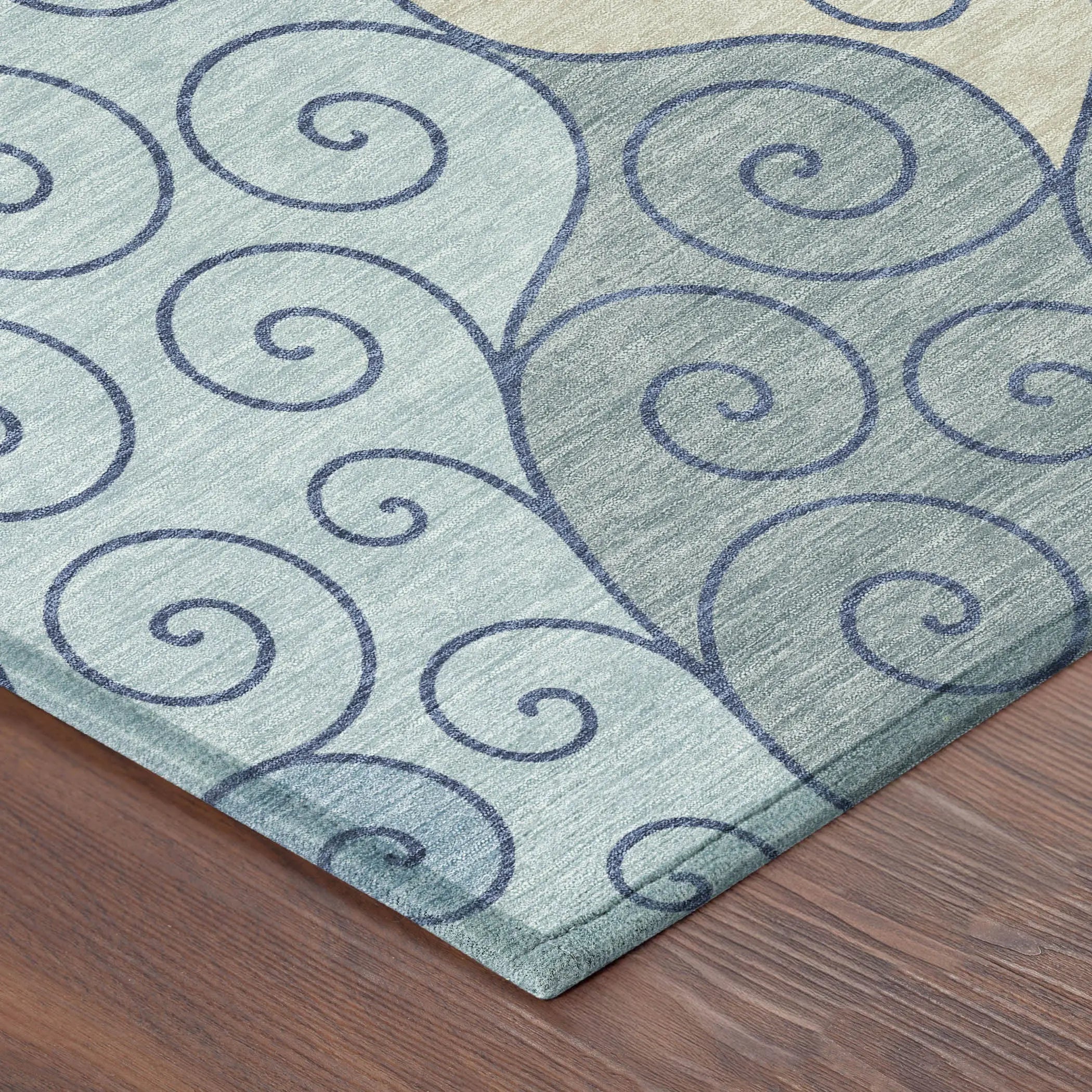 10' X 14' Sky Blue And Denim Blue Abstract Washable Indoor Outdoor Area Rug Homeroots Outdoor