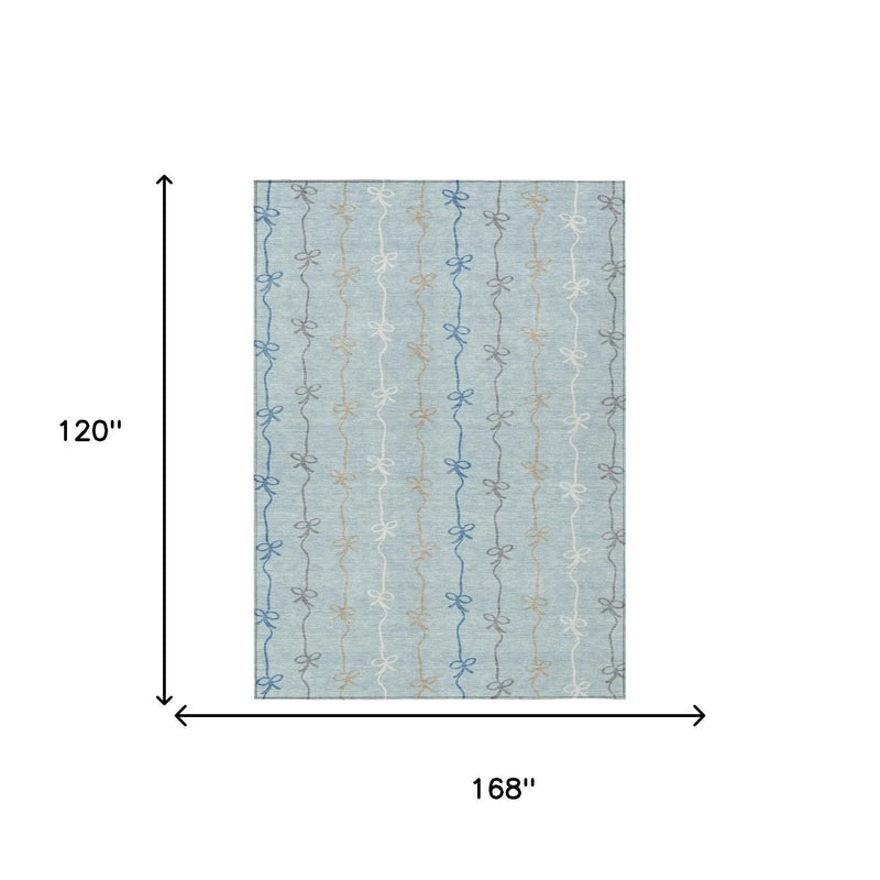 10' X 14' Sky Blue And Denim Blue Southwestern Washable Indoor Outdoor Area Rug Homeroots Outdoor