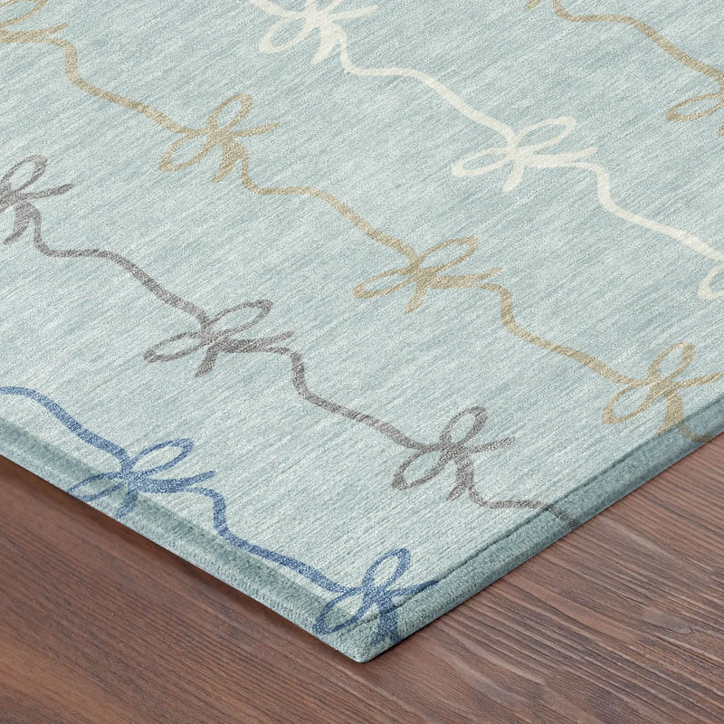 10' X 14' Sky Blue And Denim Blue Southwestern Washable Indoor Outdoor Area Rug Homeroots Outdoor