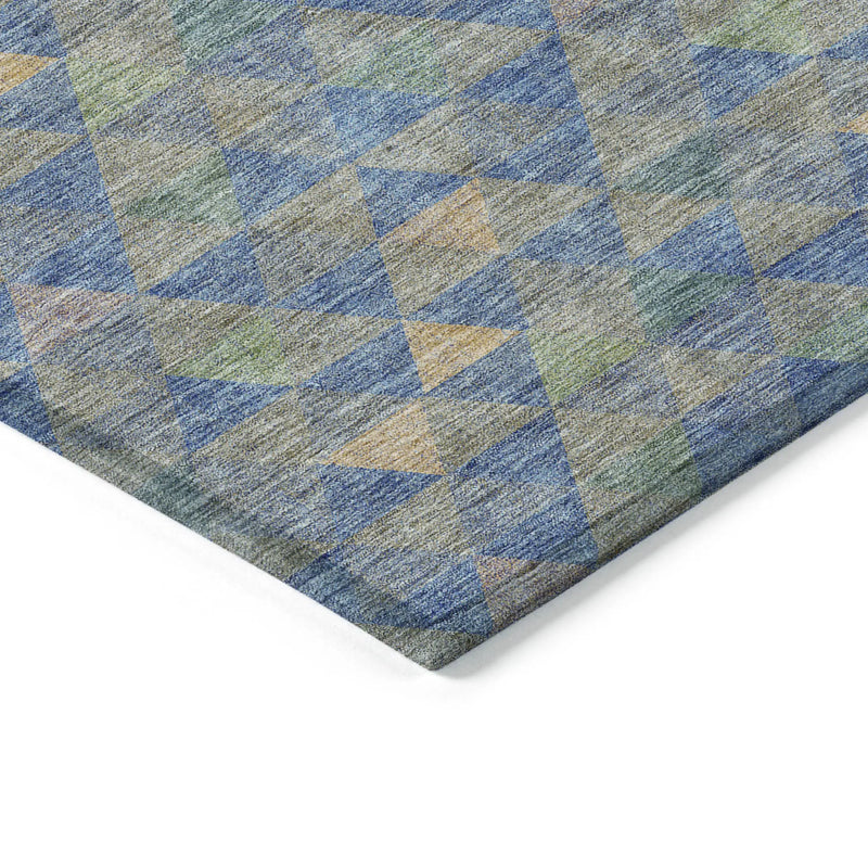 10' X 14' Sky Blue And Gray Geometric Washable Indoor Outdoor Area Rug Homeroots Outdoor
