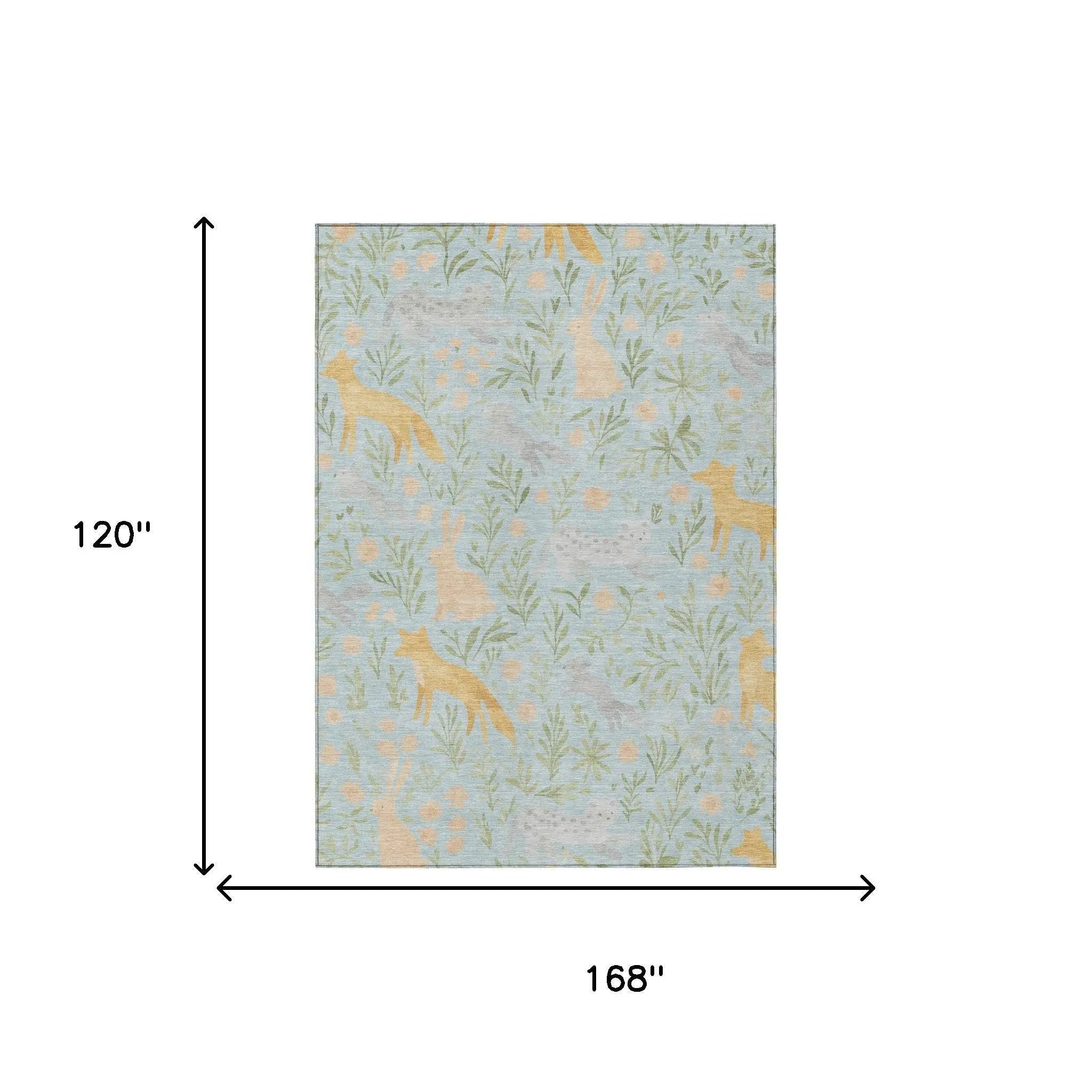10' X 14' Sky Blue And Green Botanical Leaves Washable Indoor Outdoor Area Rug Homeroots Outdoor