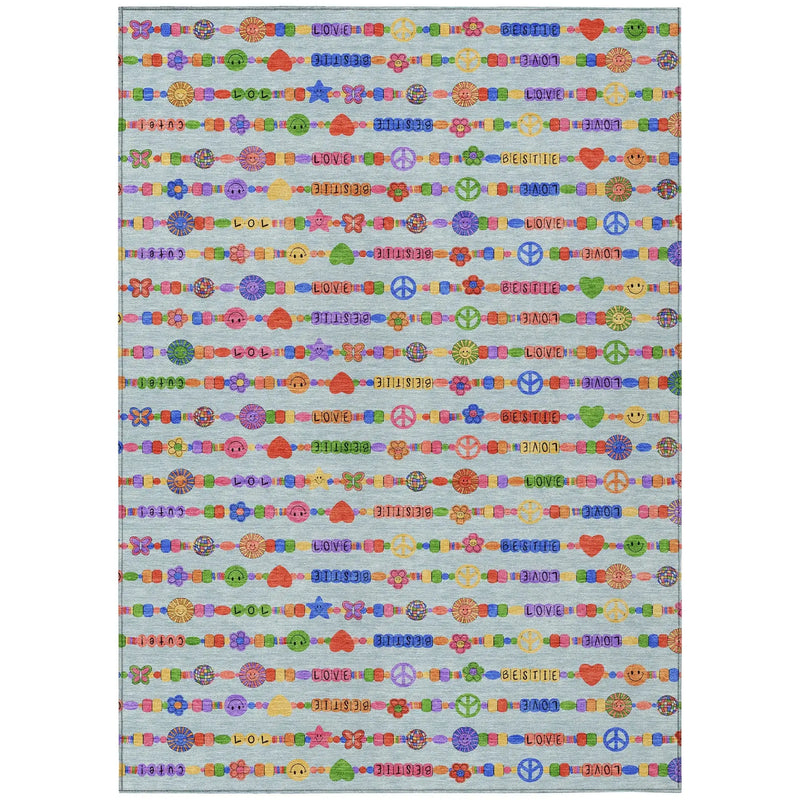 10' X 14' Sky Blue And Ivory Geometric Washable Indoor Outdoor Area Rug Homeroots Outdoor