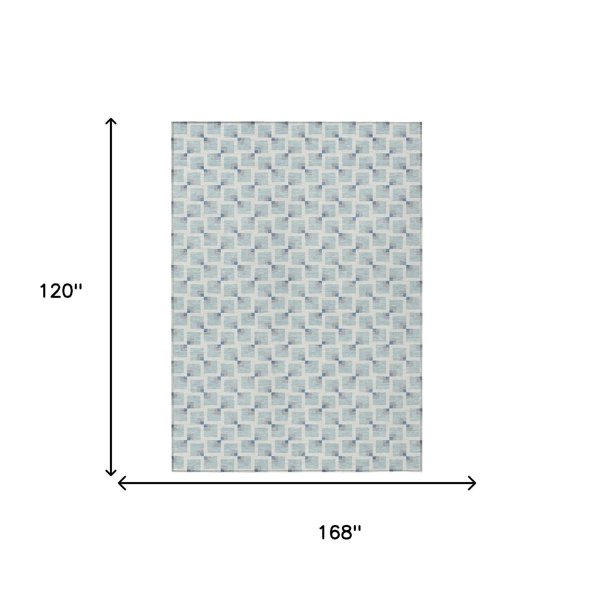 10' X 14' Sky Blue And Ivory Geometric Washable Indoor Outdoor Area Rug Homeroots Outdoor