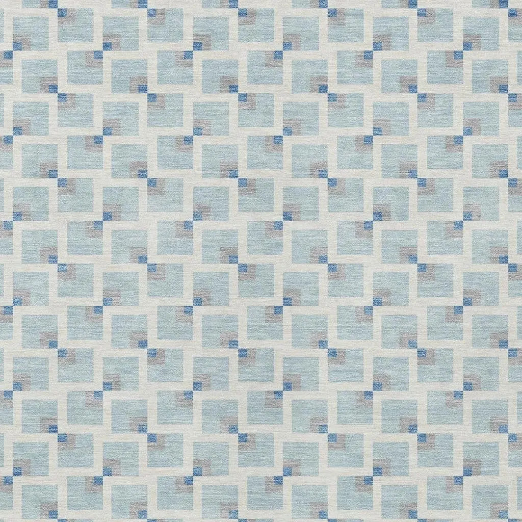 10' X 14' Sky Blue And Ivory Geometric Washable Indoor Outdoor Area Rug Homeroots Outdoor