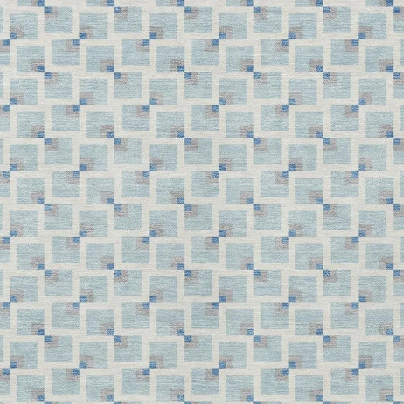 10' X 14' Sky Blue And Ivory Geometric Washable Indoor Outdoor Area Rug Homeroots Outdoor